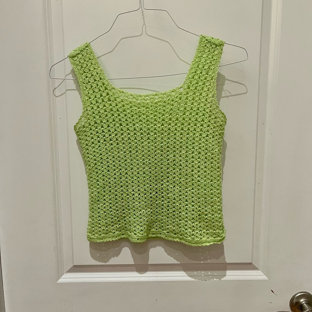 Neon green crochet vintage tank
